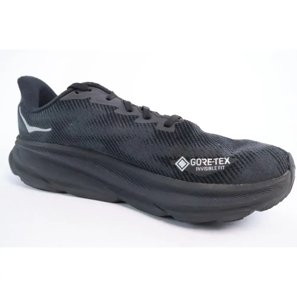 Hoka One One Clifton 9 GTX Black Gore-Tex Running Shoes Men’s Size 10.5 D #118